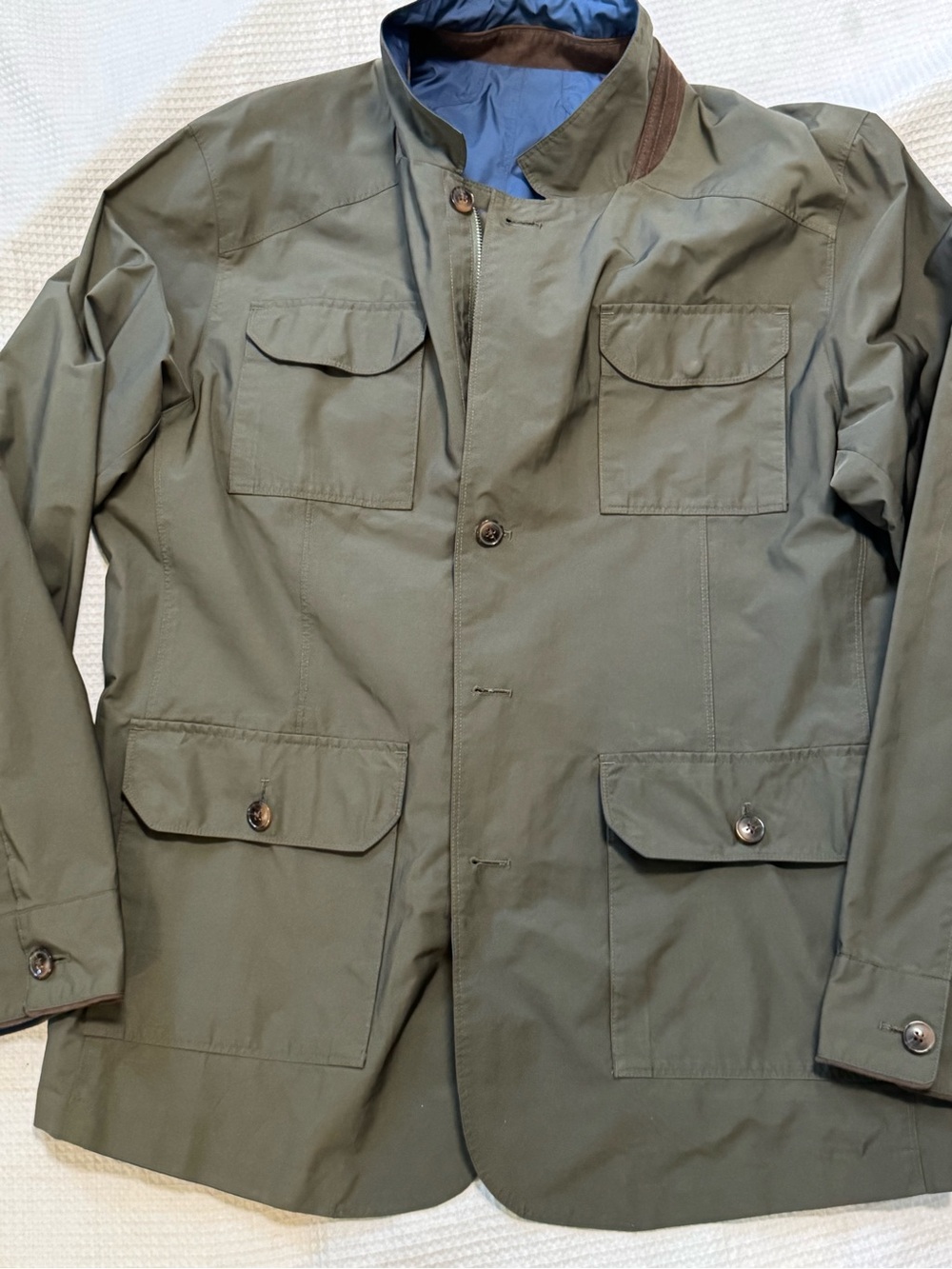 Men's reversible blue Olive Green Field Jacket